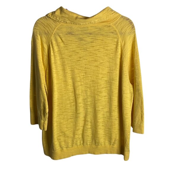 Weekends by Chicos Size 3 Butter Yellow Burnout Full Zip Sweatshirt Lounge Xl - Picture 3 of 6